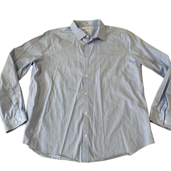 Calvin Klein Infinite Cool Button Down Shirt Men’s Size XL Blue Striped Cotton - Picture 1 of 4